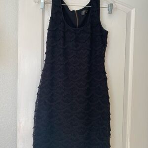 Guess Black Textured scalloped fringe Mini Dress